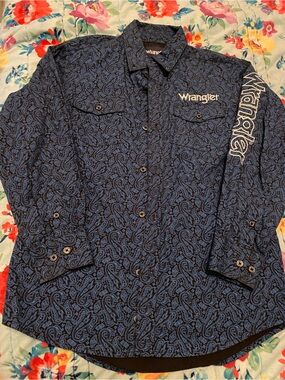 Wrangler boys Blue Paisley Long-Sleeve Shirt